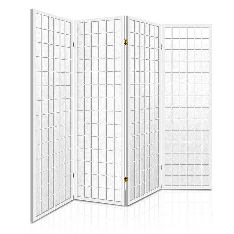 Dealsmate  Room Divider Screen Wood Timber Dividers Fold Stand Wide White 4 Panel