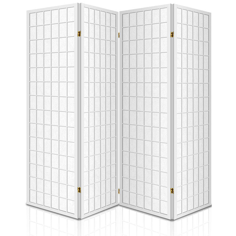 Dealsmate  Room Divider Screen Wood Timber Dividers Fold Stand Wide White 4 Panel