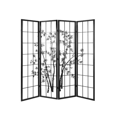 Dealsmate  4 Panel Room Divider Screen 174x179cm Bamboo Black White