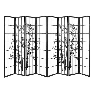Dealsmate  8 Panel Room Divider Screen 348x179cm Bamboo Black White