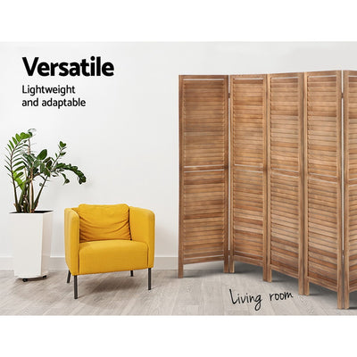 Dealsmate  Room Divider Screen 8 Panel Privacy Wood Dividers Stand Bed Timber Brown