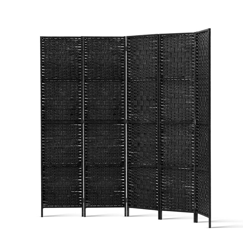 Dealsmate  4 Panel Room Divider Screen 163x170cm Woven Black