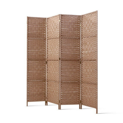 Dealsmate  4 Panel Room Divider Screen Privacy Timber Foldable Dividers Stand Natural