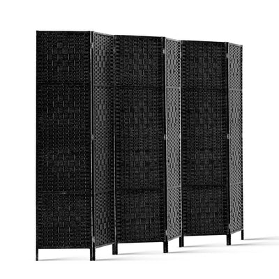 Dealsmate  6 Panel Room Divider Screen 245x170cm Woven Black