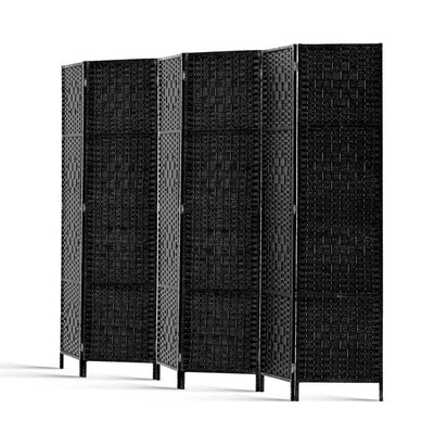 Dealsmate  6 Panel Room Divider Screen 245x170cm Woven Black