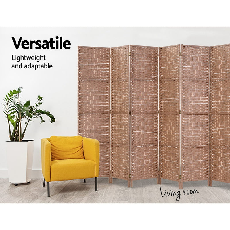 Dealsmate  8 Panel Room Divider Screen Privacy Timber Foldable Dividers Stand Natural