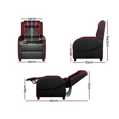 Dealsmate  Recliner Chair Gaming Chair Leather Black Serik