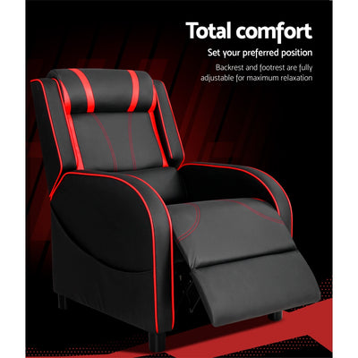 Dealsmate  Recliner Chair Gaming Chair Leather Black Serik