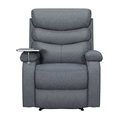 Dealsmate  Recliner Chair Lounge Sofa Armchair Chairs Couch Fabric Grey Tray Table