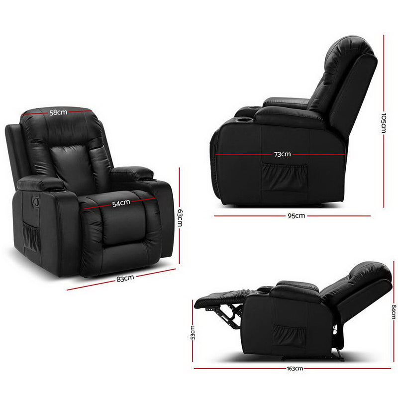 Dealsmate  Recliner Chair Electric Heated Massage Chairs Faux Leather Cabin