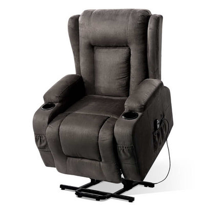 Dealsmate  Recliner Chair Lift Assist Heated Massage Chair Velvet Rukwa