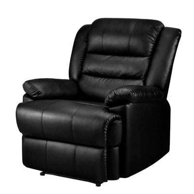 Dealsmate  Recliner Chair Armchair Luxury Single Lounge Sofa Couch Leather Black