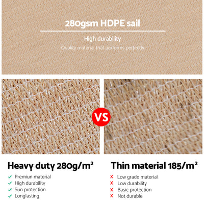 Dealsmate Instahut Shade Sail 2.5x3m Rectangle 280GSM 98% Sand Shade Cloth
