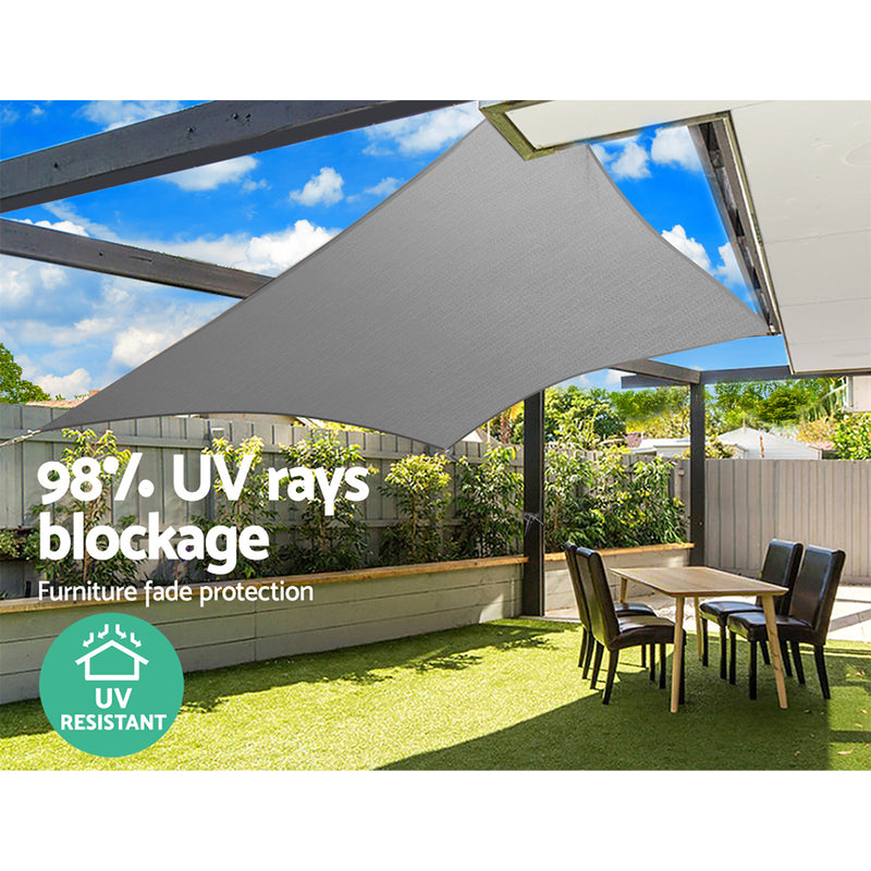 Dealsmate Instahut Sun Shade Sail Cloth Shadecloth Outdoor Canopy Rectangle 280gsm 5x6m