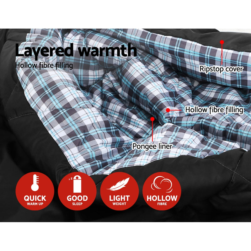 Dealsmate Weisshorn Sleeping Bag Camping Hiking Tent Outdoor Comfort 5 Degree Grey