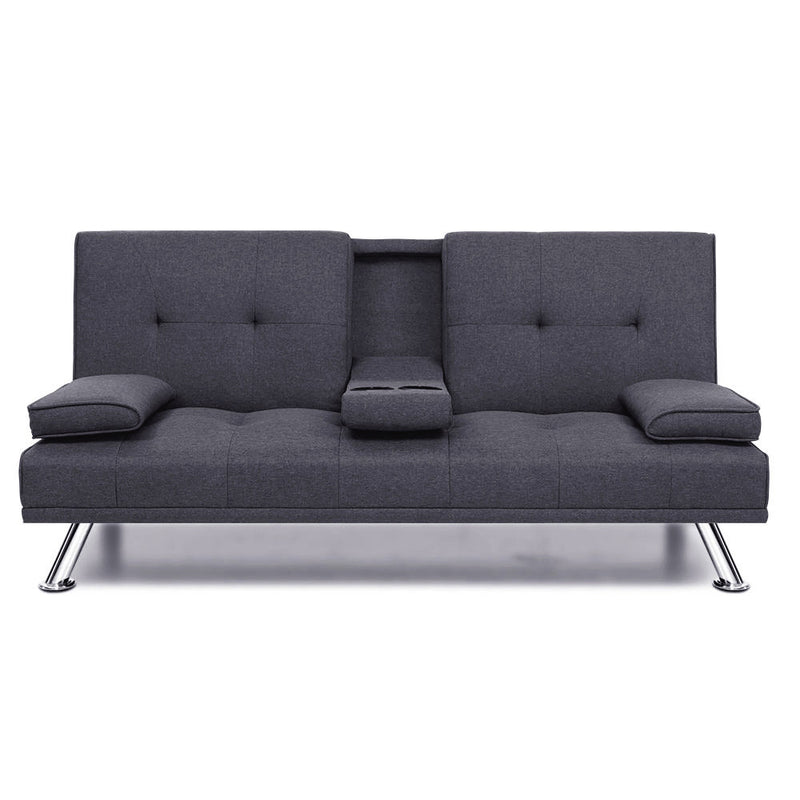Dealsmate  Sofa Bed 175CM Dark Grey Fabric