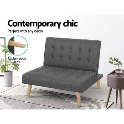 Dealsmate  Recliner Single Sofa Bed Dark Grey Fabric