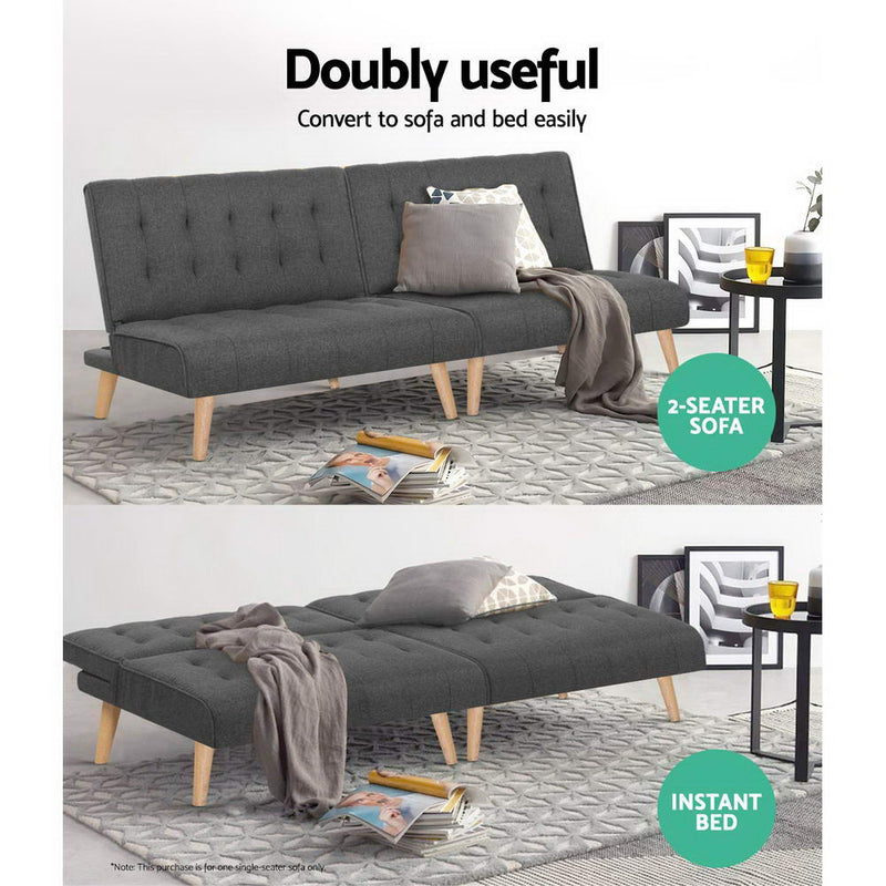 Dealsmate  Recliner Single Sofa Bed Dark Grey Fabric