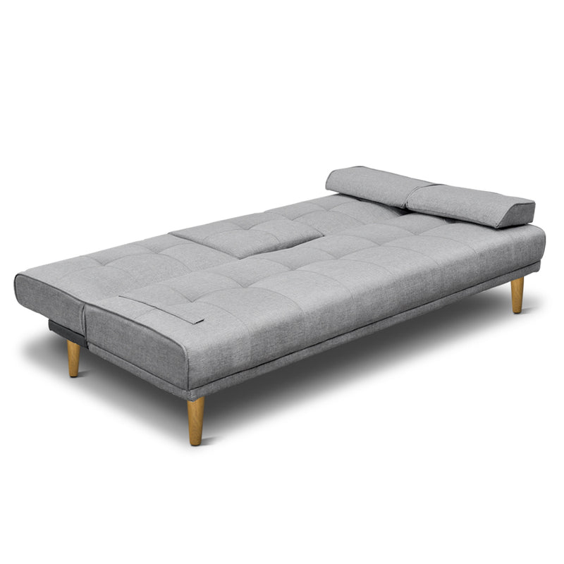 Dealsmate  3 Seater Fabric Sofa Bed - Grey