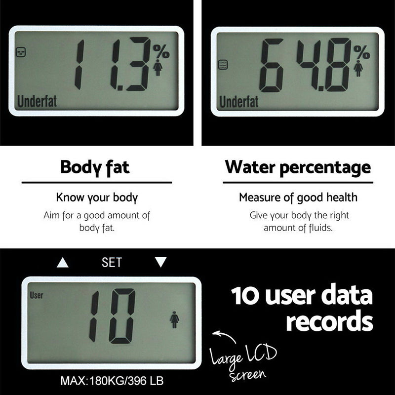 Dealsmate  Bathroom Scales Digital Body Fat Scale 180KG Electronic Monitor Tracker