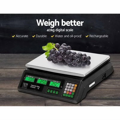 Dealsmate 40KG Digital Kitchen Scale Electronic Scales Shop Market Commercial