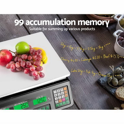 Dealsmate 40KG Digital Kitchen Scale Electronic Scales Shop Market Commercial