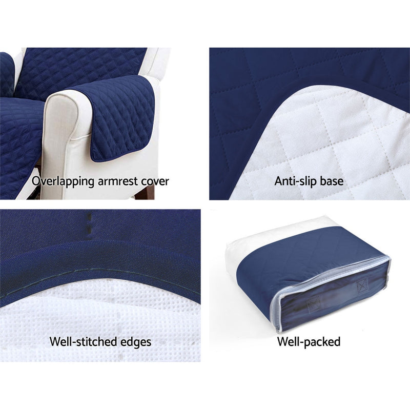 Dealsmate  Sofa Cover Quilted Couch Covers Lounge Protector Slipcovers 3 Seater Navy
