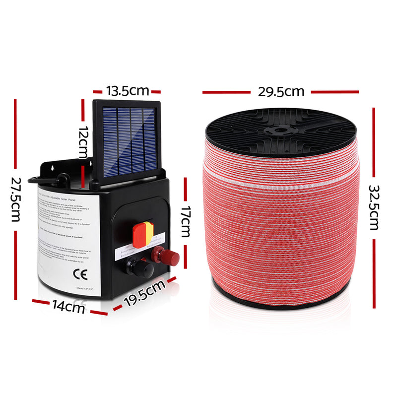 Dealsmate  Electric Fence Energiser 3km Solar Powered Charger Set + 2000m Tape