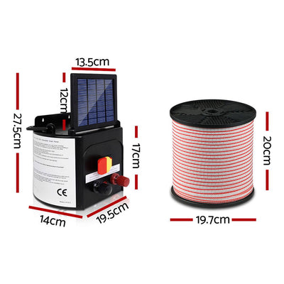 Dealsmate  3km Solar Electric Fence Energiser Charger with 400M Tape and 25pcs Insulators