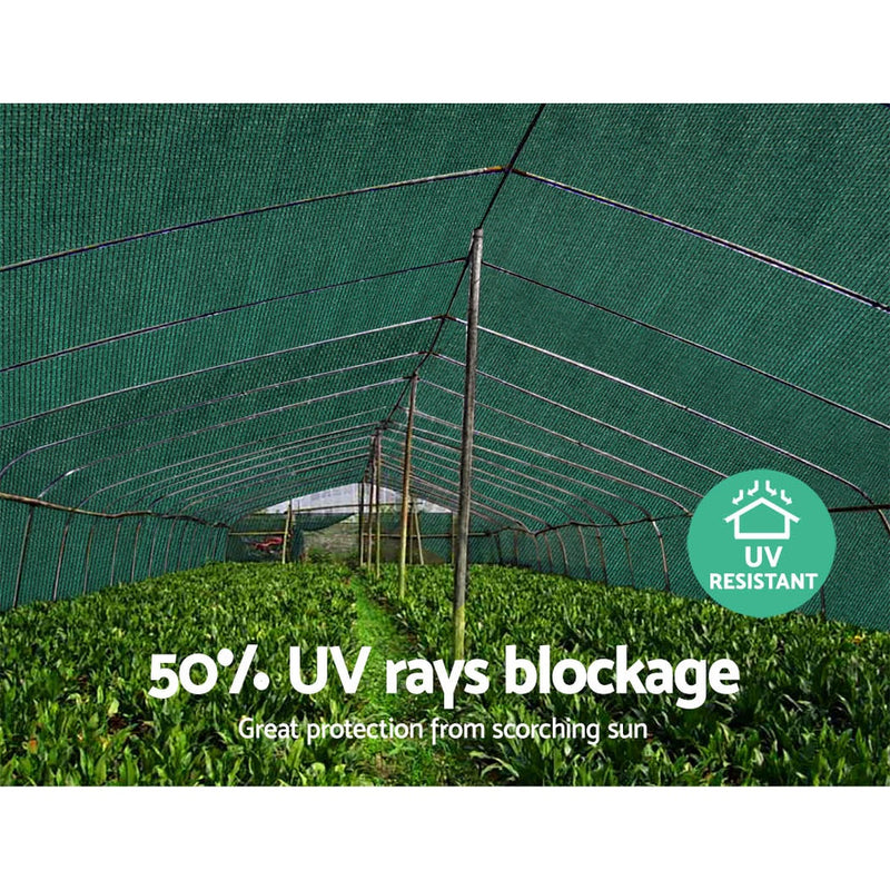 Dealsmate Instahut Sun Shade Cloth Shadecloth Sail Roll Mesh Outdoor 50% UV 1.83x50m Green