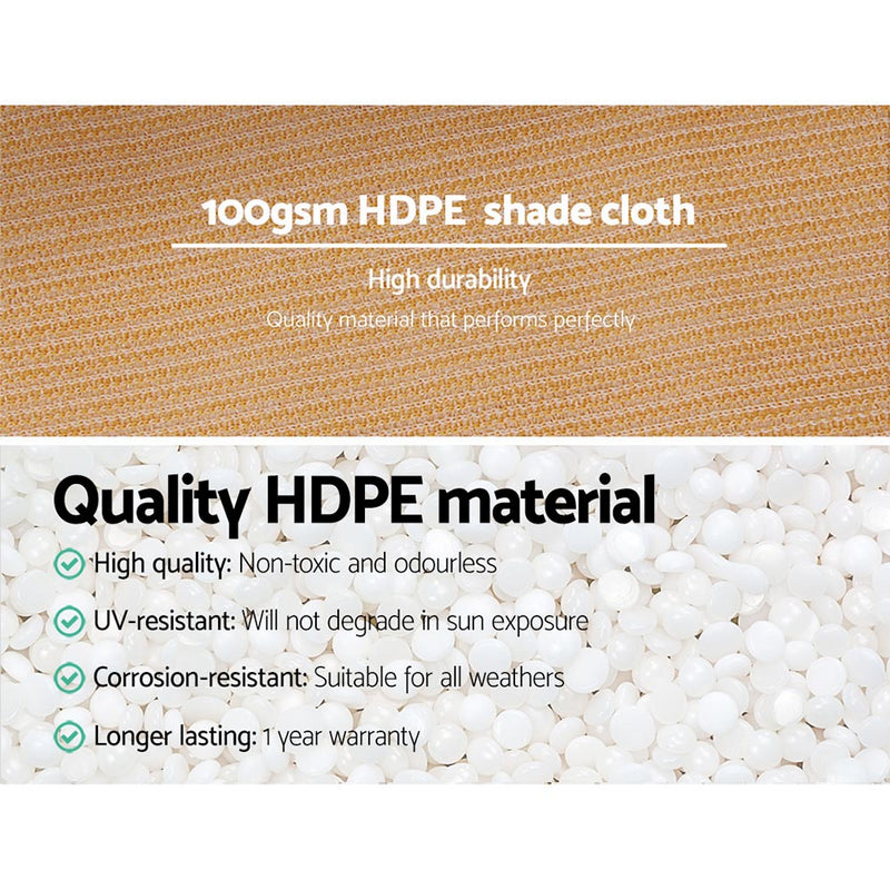 Dealsmate Instahut 50% Shade Cloth 3.66x10m Shadecloth Sail Heavy Duty Beige