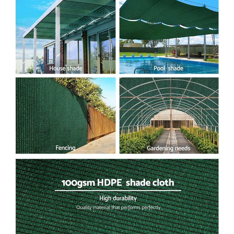 Dealsmate Instahut 50% Sun Shade Cloth Shadecloth Sail Roll Mesh 3.66x20m 100gsm Green