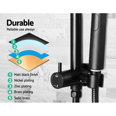 Dealsmate Cefito WELS 9'' Rain Shower Head Set Round Handheld High Pressure Wall Black