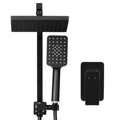 Dealsmate Cefito 8'' Rain Shower Head Set Handheld Round High Pressure Mixer Tap Black