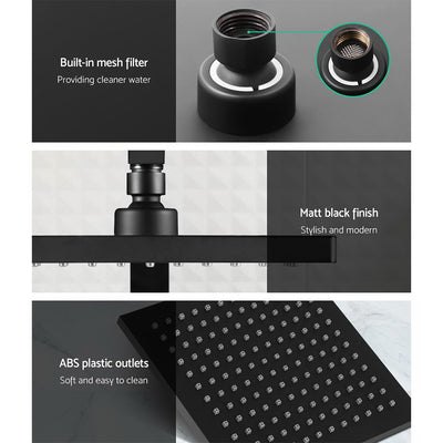 Dealsmate Cefito 8'' Rain Shower Head Set Handheld Round High Pressure Mixer Tap Black