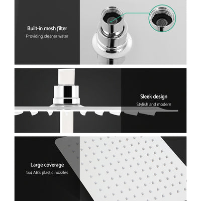 Dealsmate Cefito WELS 10'' Rain Shower Head Mixer Square Handheld High Pressure Wall Chrome