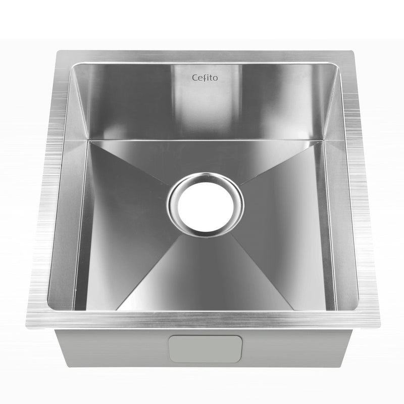 Dealsmate Cefito 44cm x 44cm Stainless Steel Kitchen Sink Under/Top/Flush Mount Silver