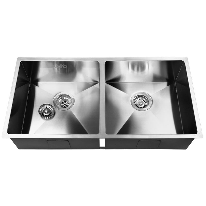 Dealsmate Cefito 86.5cm x 44cm Stainless Steel Kitchen Sink Under/Top/Flush Mount Silver
