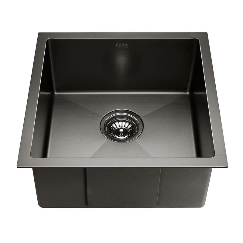 Dealsmate Cefito 51cm x 45cm Stainless Steel Kitchen Sink Under/Top/Flush Mount Black