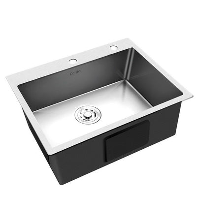 Dealsmate Cefito Kitchen Sink 55X45CM Stainless Steel Basin Single Bowl Extra Hole Silver