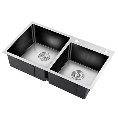 Dealsmate Cefito 80cm x 45cm Stainless Steel Kitchen Sink Flush/Drop-in Mount Silver