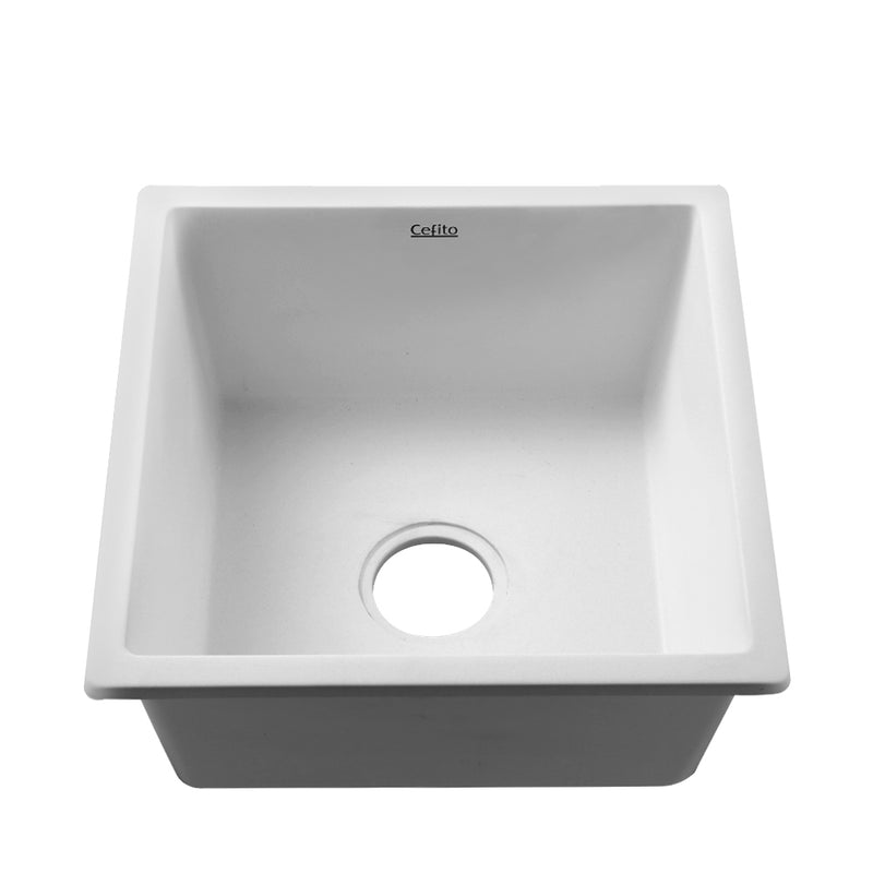 Dealsmate Cefito Stone Kitchen Sink 450X450MM Granite Under/Topmount Basin Bowl Laundry White