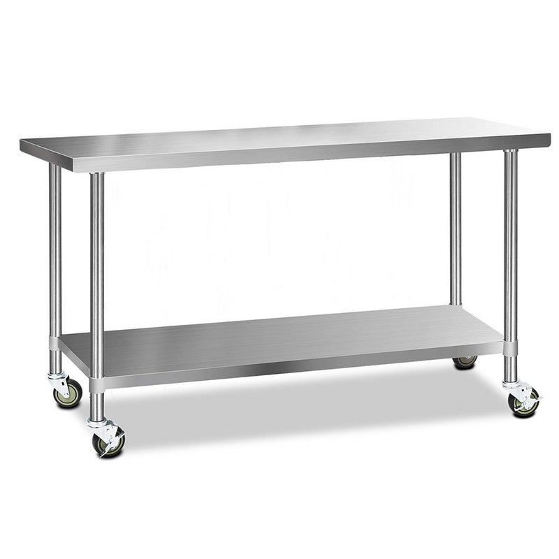 Dealsmate Cefito 1829x610mm Stainless Steel Kitchen Bench with Wheels 430