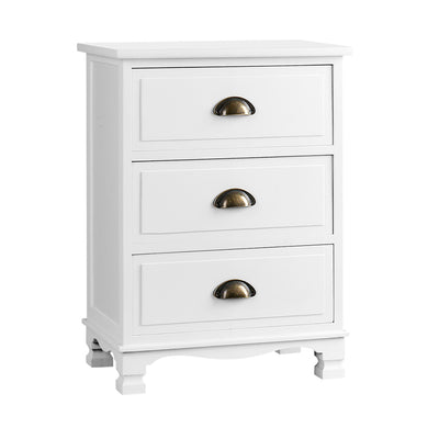Dealsmate  Vintage Bedside Table Chest Storage Cabinet Nightstand White