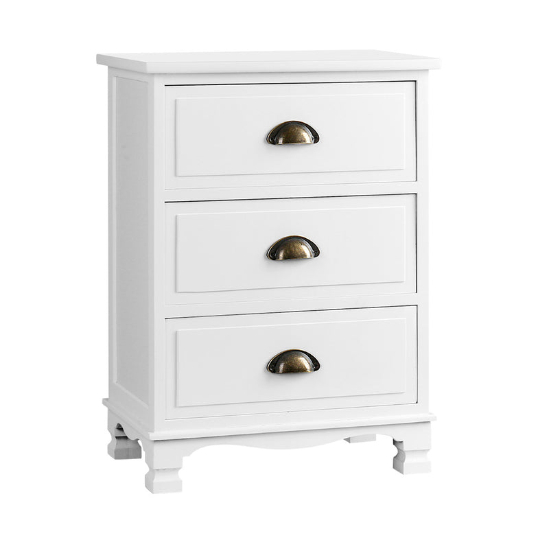 Dealsmate  Vintage Bedside Table Chest Storage Cabinet Nightstand White