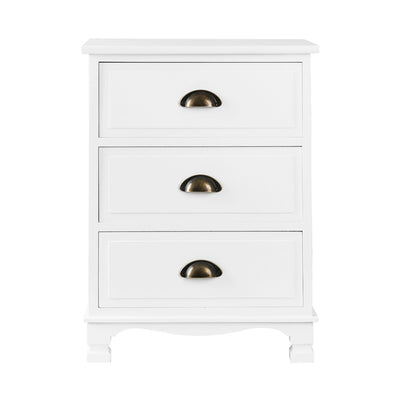 Dealsmate  Vintage Bedside Table Chest Storage Cabinet Nightstand White