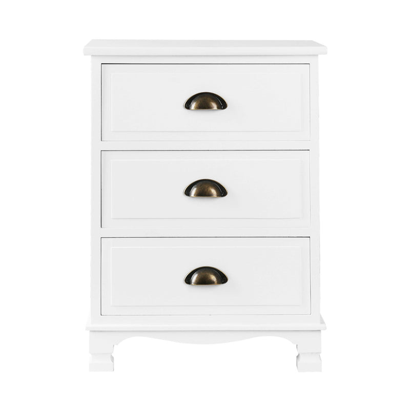 Dealsmate  Vintage Bedside Table Chest Storage Cabinet Nightstand White