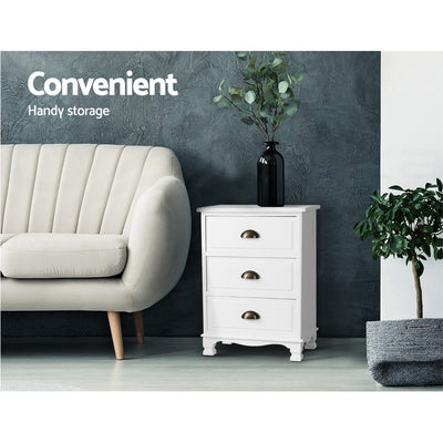 Dealsmate  Vintage Bedside Table Chest Storage Cabinet Nightstand White