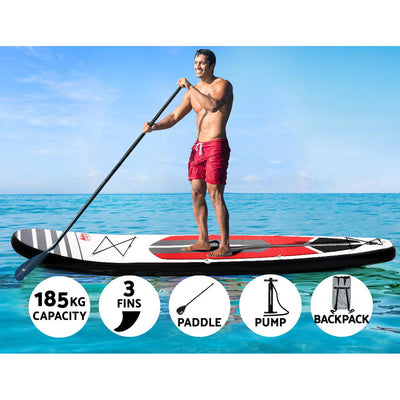 Dealsmate Weisshorn Stand Up Paddle Boards 11' Inflatable SUP Surfboard Paddleboard Kayak Red