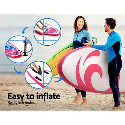 Dealsmate Weisshorn Stand Up Paddle Boards 11' Inflatable SUP Surfboard Paddleboard Kayak Pink